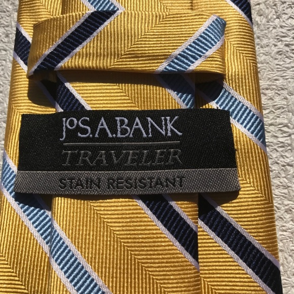 Jos. A. Bank Traveler Gold with Blue Stripes Tie - Picture 2 of 6